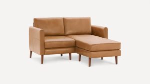 Nomad Leather Loveseat with Reversible Chaise