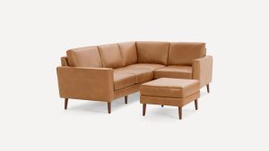 Nomad Leather 4-Seat Corner Sectional with Ottoman