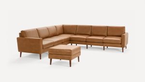 Nomad Leather 7-Seat Corner Sectional with Ottoman