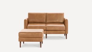 Nomad Leather Loveseat with Ottoman
