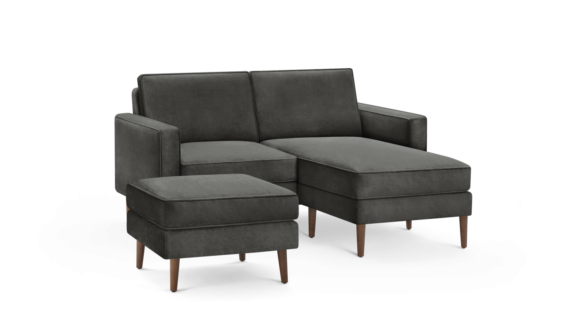 Nomad Velvet Loveseat with Reversible Chaise and Ottoman