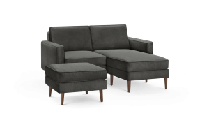 Nomad Velvet Loveseat with Reversible Chaise and Ottoman