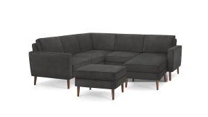 Nomad Velvet 5-Seat Corner Sectional with Reversible Chaise and Ottoman