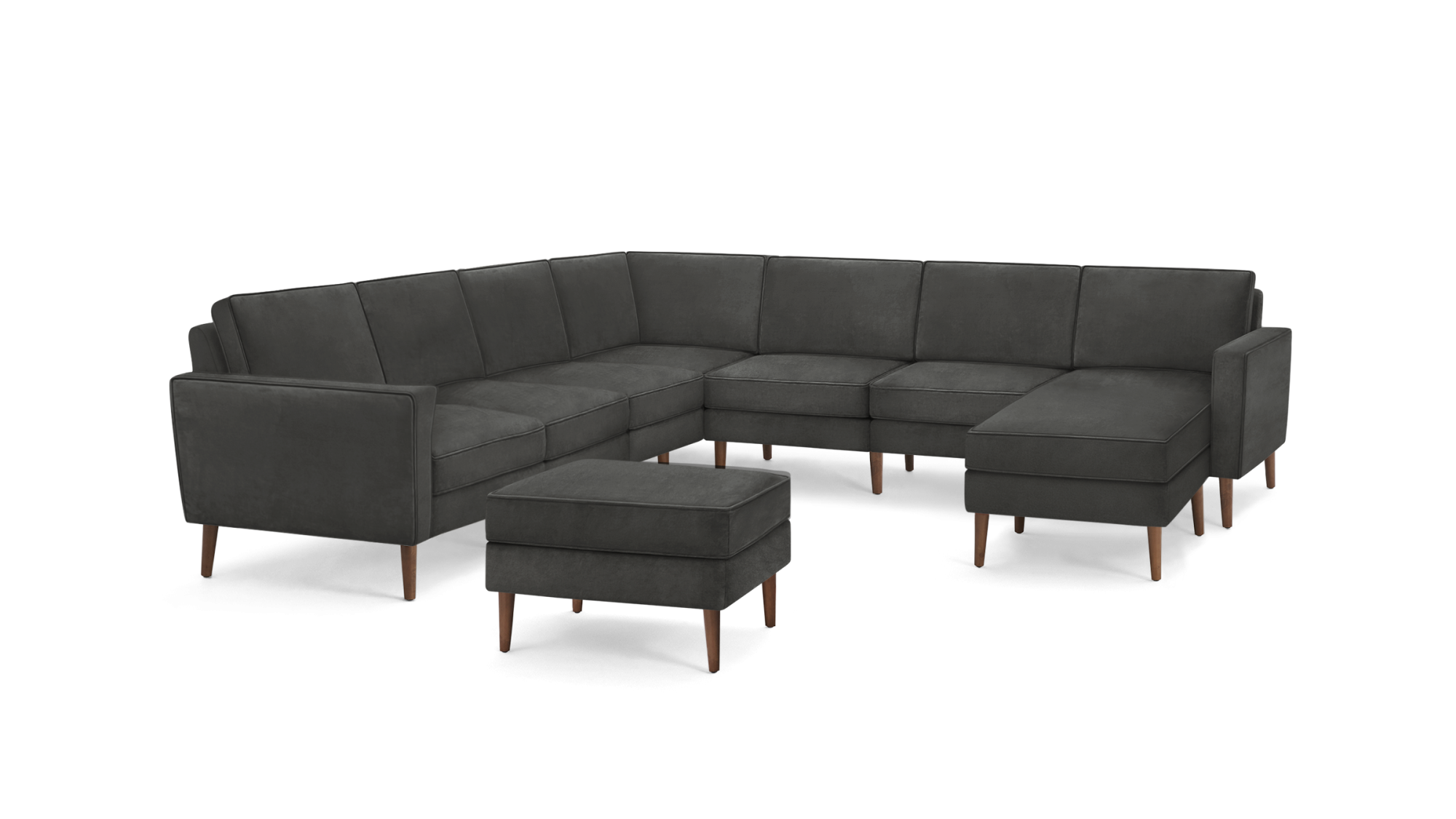 Nomad Velvet 7-Seat Corner Sectional with Reversible Chaise and Ottoman