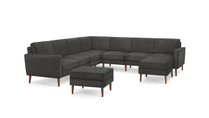 Nomad Velvet 7-Seat Corner Sectional with Reversible Chaise and Ottoman
